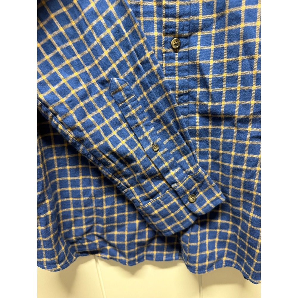 St Johns Bay Mens Super Soft Flannel Shirt Navy Blue Tan Grid FA23SJB1027A L - Picture 9 of 11